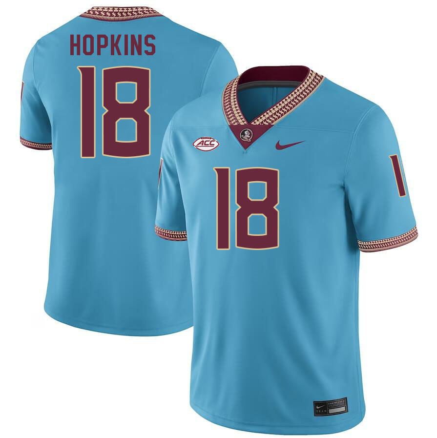 #18 Dustin Hopkins Florida State Seminoles Jerseys Football Stitched-Turquoise - Click Image to Close